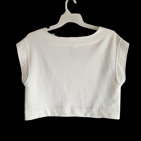 Anthropologie Drop Shoulder Crop Top Ivory Size Small - Picture 10 of 16